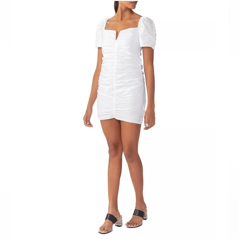 NWT SANCTUARY Square Neck Short Puffed Sleeve Poplin White Mini Dress, Size 6